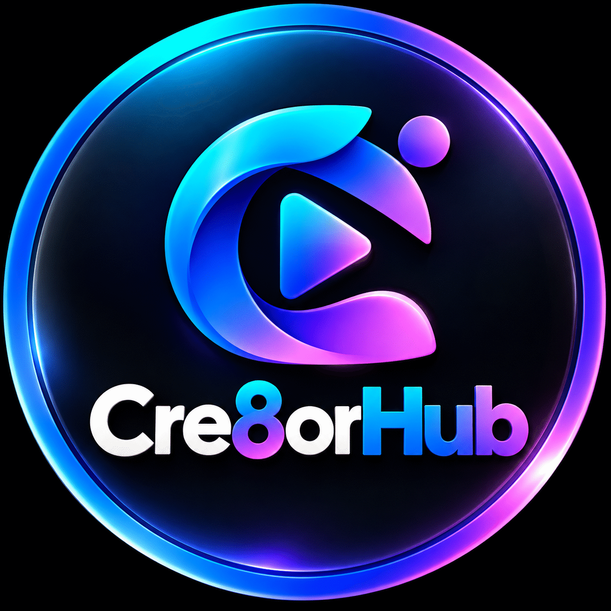 Cre8orHub premium round logo with colorful creator symbol and play button